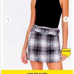 Belted plaid skirt